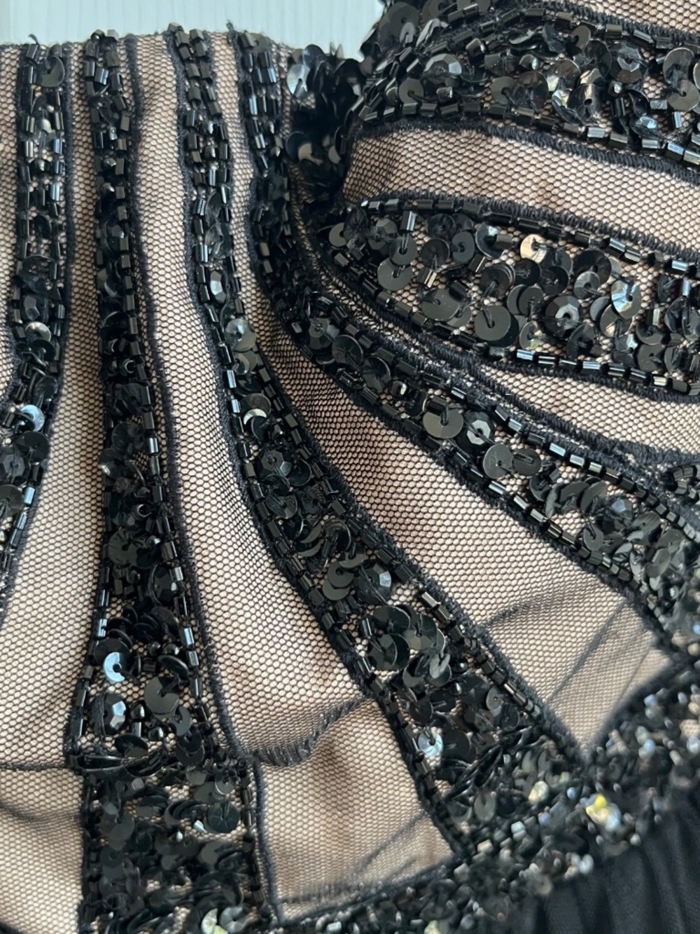 LIKE NEW: Holt Renfrew (Aidan Mattox) - Strapless Black Sequinned Evening Gown - Picture 4 of 14